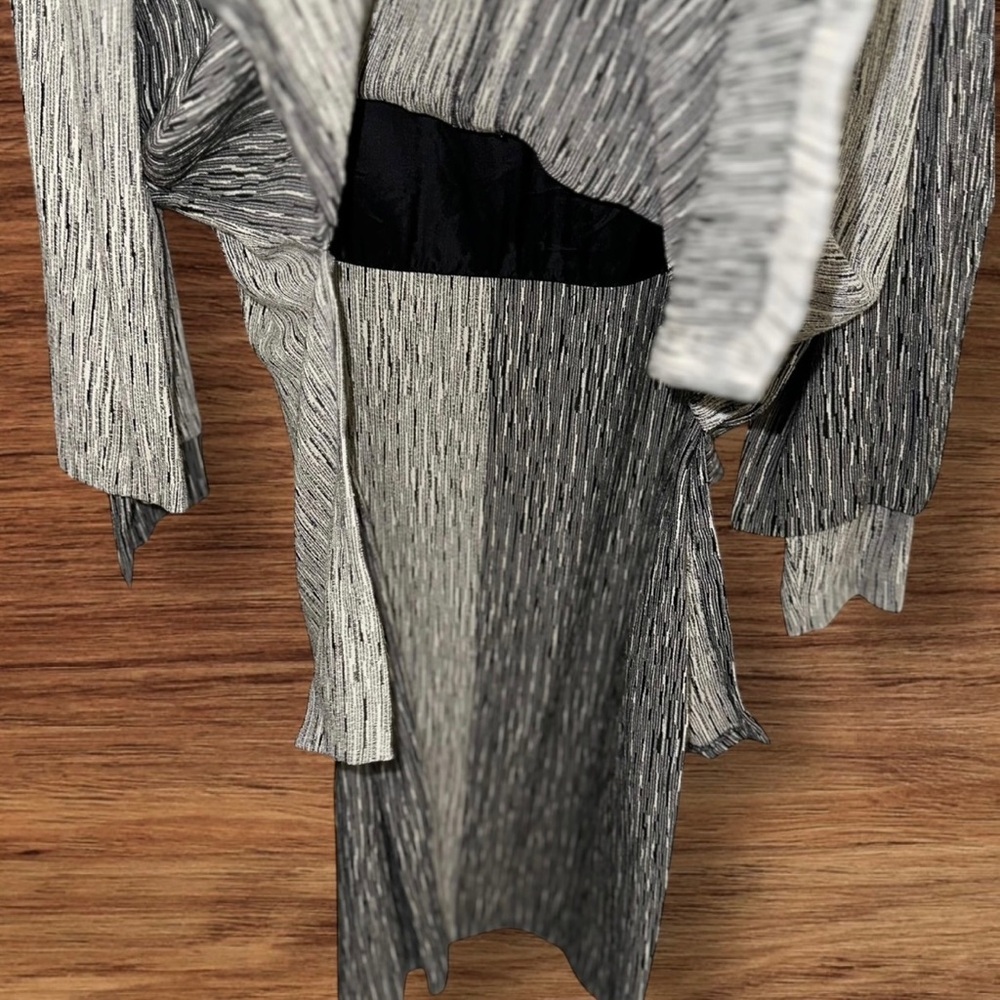 NWT VTG 80’s Ildi Marshall Gray Color Block Textured Long Sleeve Dress ~ Size 16 - Picture 9 of 13